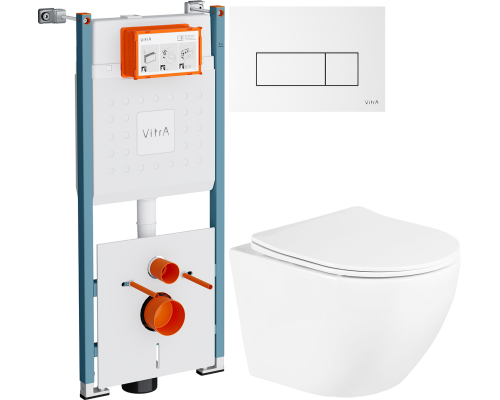 Комплект Унитаз подвесной BelBagno Uno BB3105CHR/SC + Инсталляция VitrA V-Fix Core 732-5800-01PV + Кнопка Root Square 740-2300 белая глянцевая Комплект Унитаз подвесной BelBagno Uno BB3105CHR/SC + Инсталляция VitrA V-Fix Core 732-5800-01PV + Кнопка Root Square 740-2300 белая глянцевая
