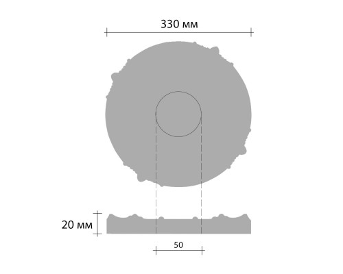 Розетка потолочная DECOMASTER 80214/10 (d нар. 330, d вн. 50, h=20мм)