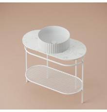 Artceram Flair 4.0 Консоль металлическая с раковиной 95x48хh75см., напольная, с полочкой и мраморной столешницей, цвет: белый матовый. OSL010 05 00,  ACA068 05,  TFA010 47,  TFA013 05
