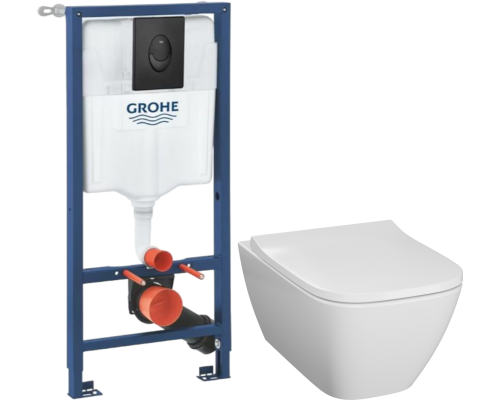 Комплект Унитаз подвесной Geberit Smyle Square 500.683.01.1 + Инсталляция Grohe Rapid SL 1000044 3 в 1 с панелью смыва Комплект Унитаз подвесной Geberit Smyle Square 500.683.01.1 + Инсталляция Grohe Rapid SL 1000044 3 в 1 с панелью смыва