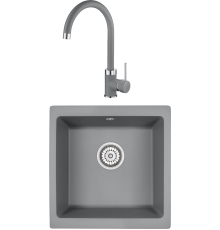 Комплект Мойка кухонная Emar Quartz EMQ-1455.P Алмаз + Смеситель 3004.9 Алмаз