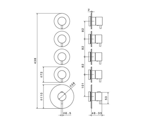 Newform XT Смеситель для душа, встраиваемый, термостатический, с 4мя вентилями, цвет: хром. 67601E.21.018