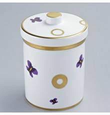 THG CAPUCINE MAUVE DECOR OR Банка керамическая с крышкой, настольная, декор золото/лиловый, цвет: белый. A7D-A02-4611