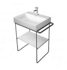 Duravit DuraSquare Консоль металлическая напольная с раковиной 50x47см, с полотенцедержателем, цвет: черный матовый. 0031154600,  2353500041