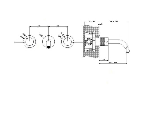 Gessi Cesello Встраиваемый смеситель для раковины на 3 отверстия с изливом, без донного клапана. внешняя часть, цвет: шлифованная сталь. 54492#239