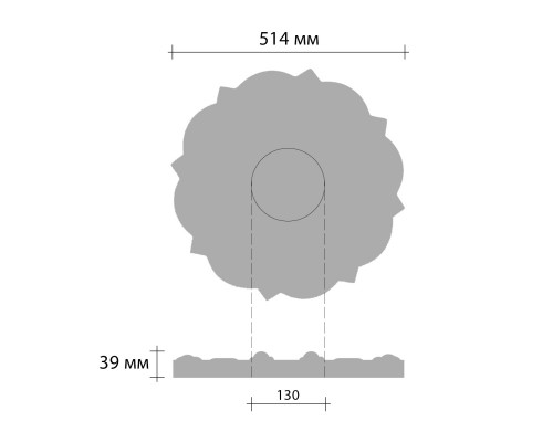 Розетка потолочная DECOMASTER DM-0471 (d нар. 514, d вн.130, h=39мм) Розетка потолочная DECOMASTER DM-0471 (d нар. 514, d вн.130, h=39мм)