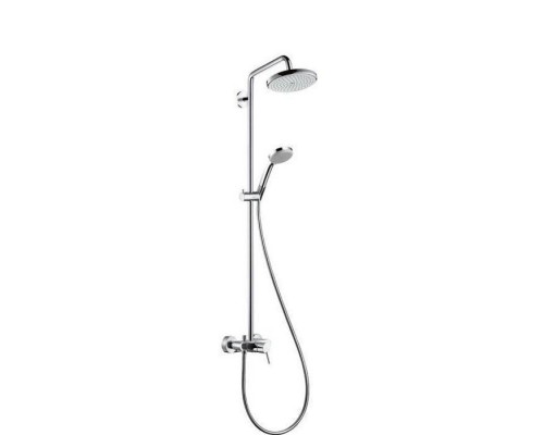 Hansgrohe Croma Душевая система Showerpipe: верхний душ 220 1jet, ручной душ, смеситель для душа, штанга для душа, держатель для душа, цвет: хром. 27222000