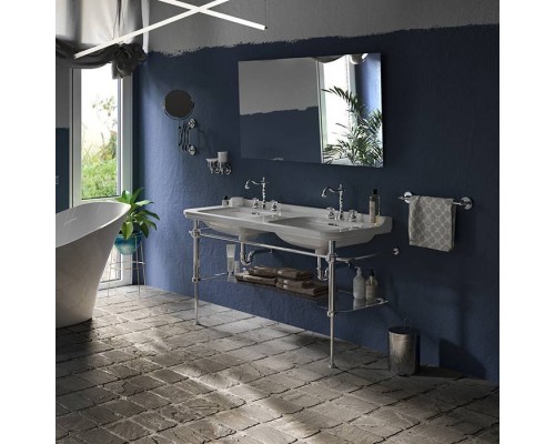 Kerasan Waldorf Раковина 150х55 см, 1 отв., двойная, керамическая, цвет: белый/бронза. 4143K1bi/cr*1,  811393br