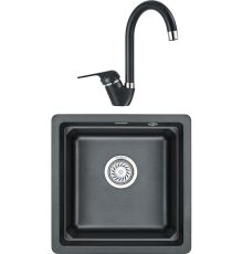 Комплект Мойка кухонная Granula Kitchen Space 4501U, шварц + Смеситель 1024, шварц