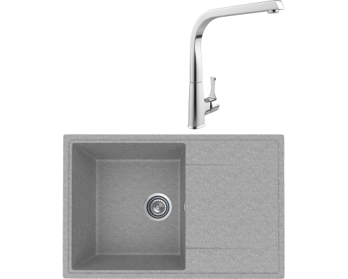 Комплект Мойка кухонная Practik PR-M 735-003 светло-серая + Смеситель MEGA Mega MG-SUN03