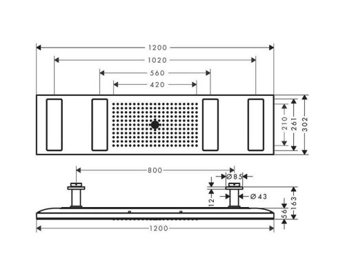 Axor ShowerHeaven Верхний душ 1200 x 300 мм, 4jet, потолочный монтаж, c подсветкой 2700K, цвет: хром. 10628000 Axor ShowerHeaven Верхний душ 1200 x 300 мм, 4jet, потолочный монтаж, c подсветкой 2700K, цвет: хром. 10628000