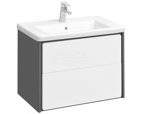 Roca Z.RU93.0.296.3 Ronda Тумба под умывальник подвес, 2 ящика, 577х480х412 мм, Белый глянец/антр ZRU9302963
