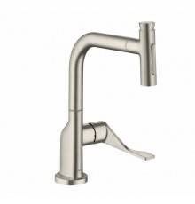 Axor Citterio Смеситель для кухни, 1 отв., с вытяжным изливом, цвет: сталь. 39863800