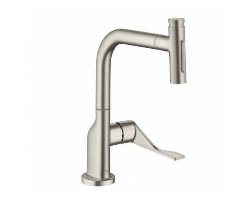 Axor Citterio Смеситель для кухни, 1 отв., с вытяжным изливом, цвет: сталь. 39863800 Axor Citterio Смеситель для кухни, 1 отв., с вытяжным изливом, цвет: сталь. 39863800