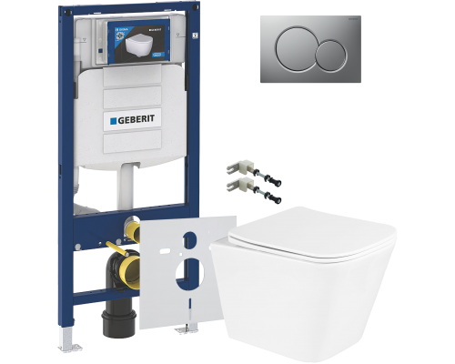 Комплект Унитаз подвесной BelBagno Due BB3103CHR/SC + Крепления Geberit Duofix 111.815.00.1 к стене + Шумоизоляция 156.050.00.1 + Инсталляция UP 320 111.300.00.5 + Кнопка Sigma 01 115.770.JQ.5 лакированная, матовый хром