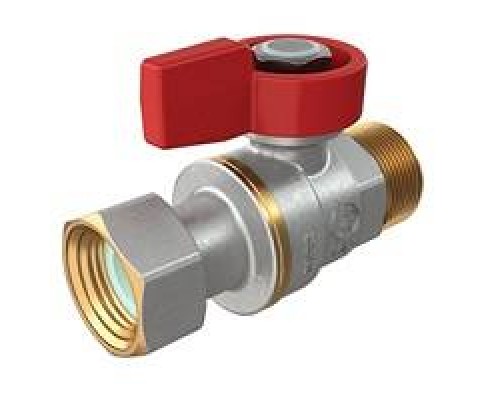 Кран шаровой 3/4M x 3/4гайка - красн. рук., с нар. резьбой для котлов и счетчиков