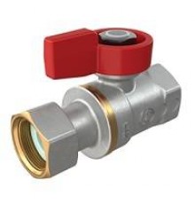 Кран шаровой 1/2F x 1/2гайка - красн. рук., с вн. резьбой для котлов и счетчиков