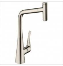 Hansgrohe Talis Select M51 Смеситель для кухни, на 1 отв, поворотный излив: 22см с вытяжным душем, 1jet, h:28.8см, sBox, кнопка вкл/выкл, цвет: нержавейка. 73853800
