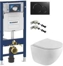 Комплект Унитаз подвесной BelBagno Libero BB11051CH-TOR/SC безободковый + Инсталляция Geberit Duofix UP 320 111.300.00.5 + Крепления 111.815.00.1 к стене + Кнопка Sigma 01 115.770.DW.5 черная