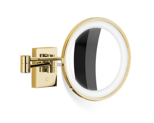 Decor Walther Косметическое зеркало, подвесное, 5x кратное увеличение, подсветка LED, цвет: золото. 0124020