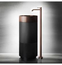 Gessi 316 Раковина 40x90 см, без отв., напольная, отдельностоящая, с сифоном, слив в пол, цвет: Copper brushed pvd. 54601#708,  54603#850