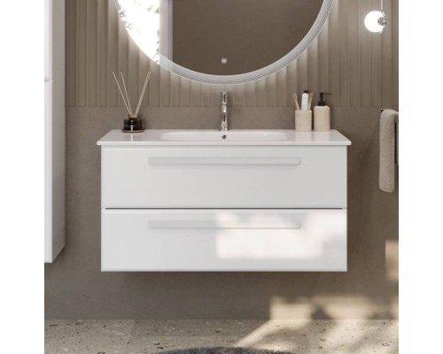 Тумба с раковиной Cezares Eco Cer 100 ручки сатин, bianco lucido