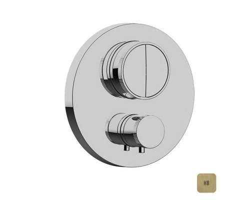 Almar Core Смеситель для душа, встраиваемый, термостатический, с кнопочным управлением для 2-х потребителей, цвет: латунь брашированная PVD. E176632.HB