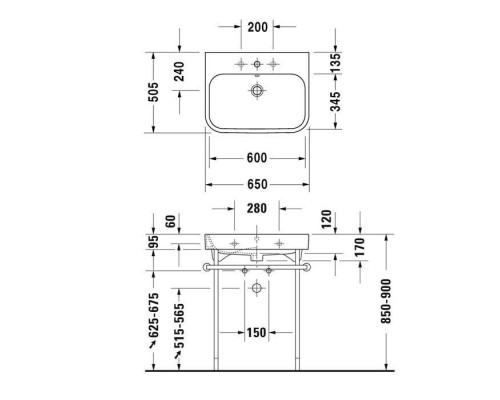 Duravit Happy D.2 Раковина подвесная, 65x50.5 см, без отв., шлифованная, с переливом, цвет: белый. 2318650028
