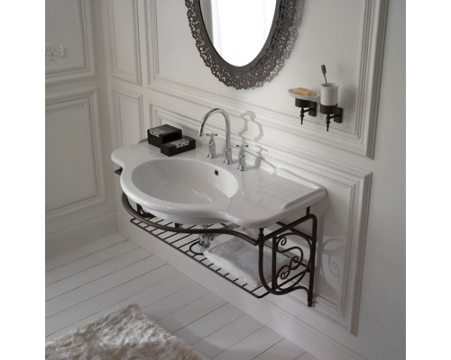 Globo Paestum Консоль подвесная 110x60x60см, с раковиной на 1 отв, цвет: состаренный металл. PA037met.ant,  PA022.BI*1