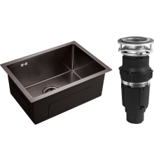 Комплект Мойка кухонная Emar PVD EMB-132 PVD Nano Dark + Измельчитель Bone Crusher BC 610-AS