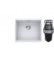 Комплект Мойка Blanco Subline 500-U Silgranit, белая + Измельчитель KUCHENSTERN Muhle