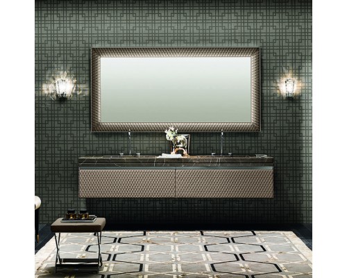 VITAGE milldue edition FOUR SEASONS Комплект мебели с базой, интегрированными раковинами PLANS, зеркалом LOSANNA, 216см, подвесной, цвет: мрамор bronzo amani-B58 экокожа visione-223 черный хром. 4356.216.B58.3.2, 9502, F114.223.96, 3471.223.96 VITAGE milldue edition FOUR SEASONS Комплект мебели с базой, интегрированными раковинами PLANS, зеркалом LOSANNA, 216см, подвесной, цвет: мрамор bronzo amani-B58 экокожа visione-223 черный хром. 4356.216.B58.3.2, 9502, F114.223.96, 3471.223.96