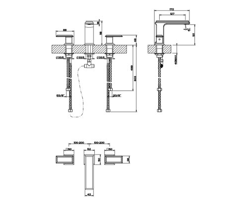 Gessi Eleganza Смеситель для раковины на 3 отверстия, без донного клапана, цвет: золото. 46011#080