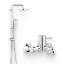Душевой комплект Смеситель Grohe BauClassic 32865000 + Стойка New Tempesta Rustic 27399002