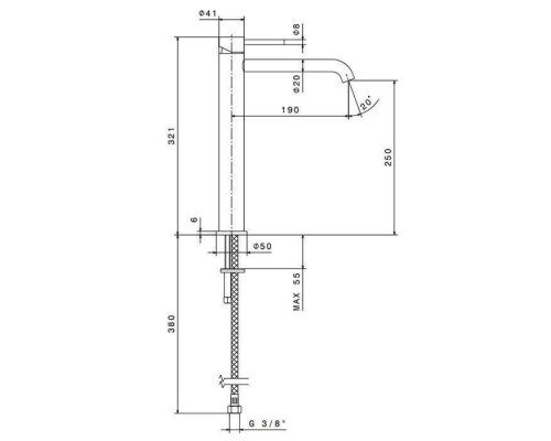 Newform X-STEEL 316 Смеситель для раковины на 1 отв., высокий, без донного клапана, излив 19см., цвет: INOX. 69615X.50.050 Newform X-STEEL 316 Смеситель для раковины на 1 отв., высокий, без донного клапана, излив 19см., цвет: INOX. 69615X.50.050