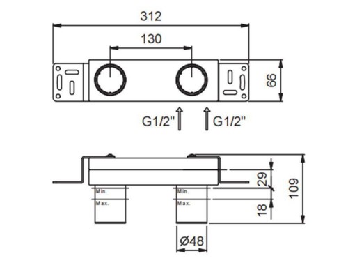 Fantini Внутренняя часть смесителя для раковины, 1/2. 44 00 M011A