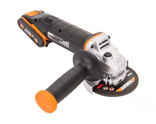Угловая шлифмашина аккумуляторная WORX WX800,20В, 115 мм, 2*2,0Ач, кейс