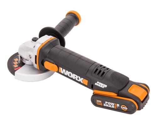 Угловая шлифмашина аккумуляторная WORX WX800,20В, 115 мм, 2*2,0Ач, кейс