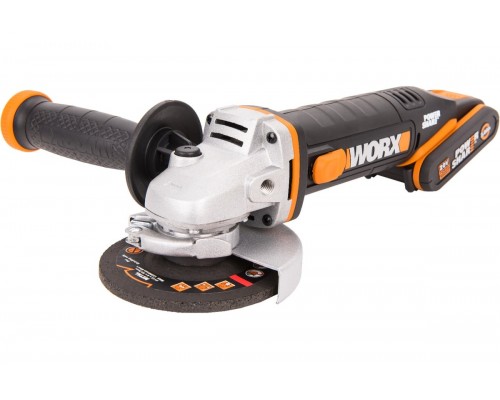 Угловая шлифмашина аккумуляторная WORX WX800,20В, 115 мм, 2*2,0Ач, кейс