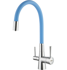 Смеситель для кухни Lemark Comfort LM3075C-SkyBlue с гибким изливом, хром, голубой