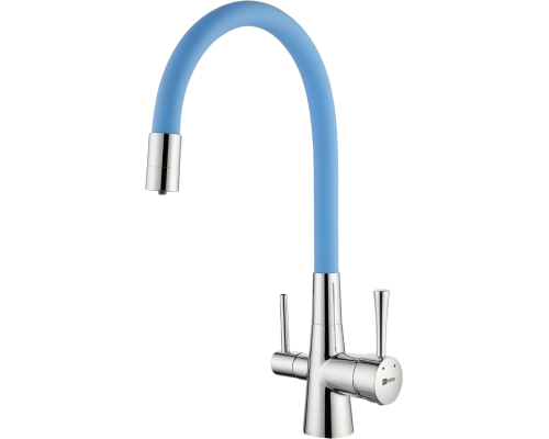 Смеситель для кухни Lemark Comfort LM3075C-SkyBlue с гибким изливом, хром, голубой