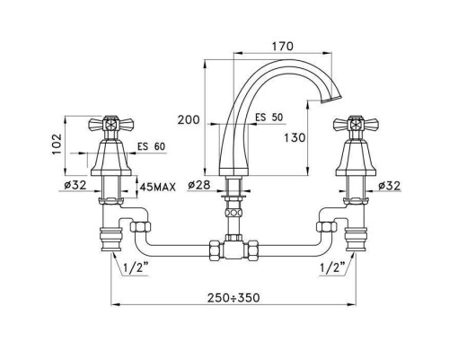 Stella Eccelsa Смеситель на борт ванны на 3 отверстия 3255, цвет:. EC 02306 AU00 Stella Eccelsa Смеситель на борт ванны на 3 отверстия 3255, цвет:. EC 02306 AU00