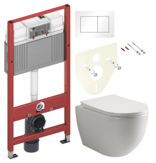 Комплект Унитаз подвесной Ceramicanova Mia Rimless CN1805 + Инсталляция TECE Base 9400413 4 в 1 с кнопкой смыва