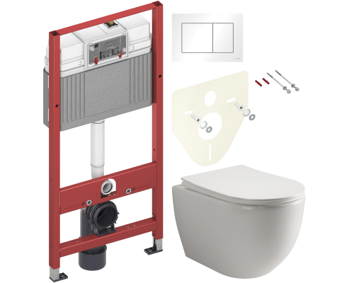 Комплект Унитаз подвесной Ceramicanova Mia Rimless CN1805 + Инсталляция TECE Base 9400413 4 в 1 с кнопкой смыва Комплект Унитаз подвесной Ceramicanova Mia Rimless CN1805 + Инсталляция TECE Base 9400413 4 в 1 с кнопкой смыва