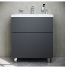 Тумба с раковиной AM.PM Gem 75 графит матовый, напольная, с 2 ящиками