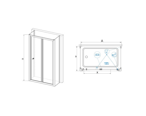 Душевой уголок RGW CL-41 P (CL-21 + 2Z-12) 750x900