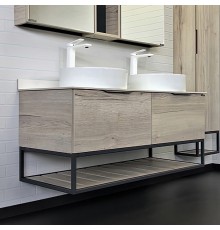 Тумба с раковиной Comforty Порто 120 две раковины, подвесная, дуб дымчатый