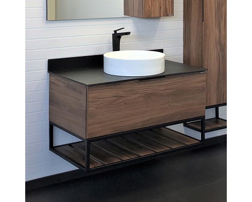 Тумба с раковиной Comforty Порто 90 подвесная, дуб темно-коричневый