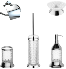 Набор Мыльница Defne banyo Lafielle chrome + Дозатор chrome + Стакан chrome + Ершик chrome + Держатель chrome
