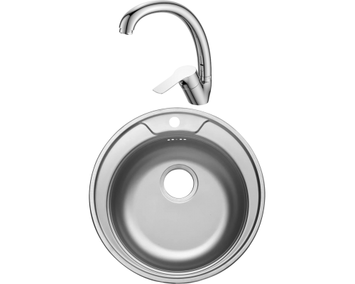 Комплект Мойка кухонная Domaci Равенна Rite DFA 500 (6) TG + Смеситель D45-002cr